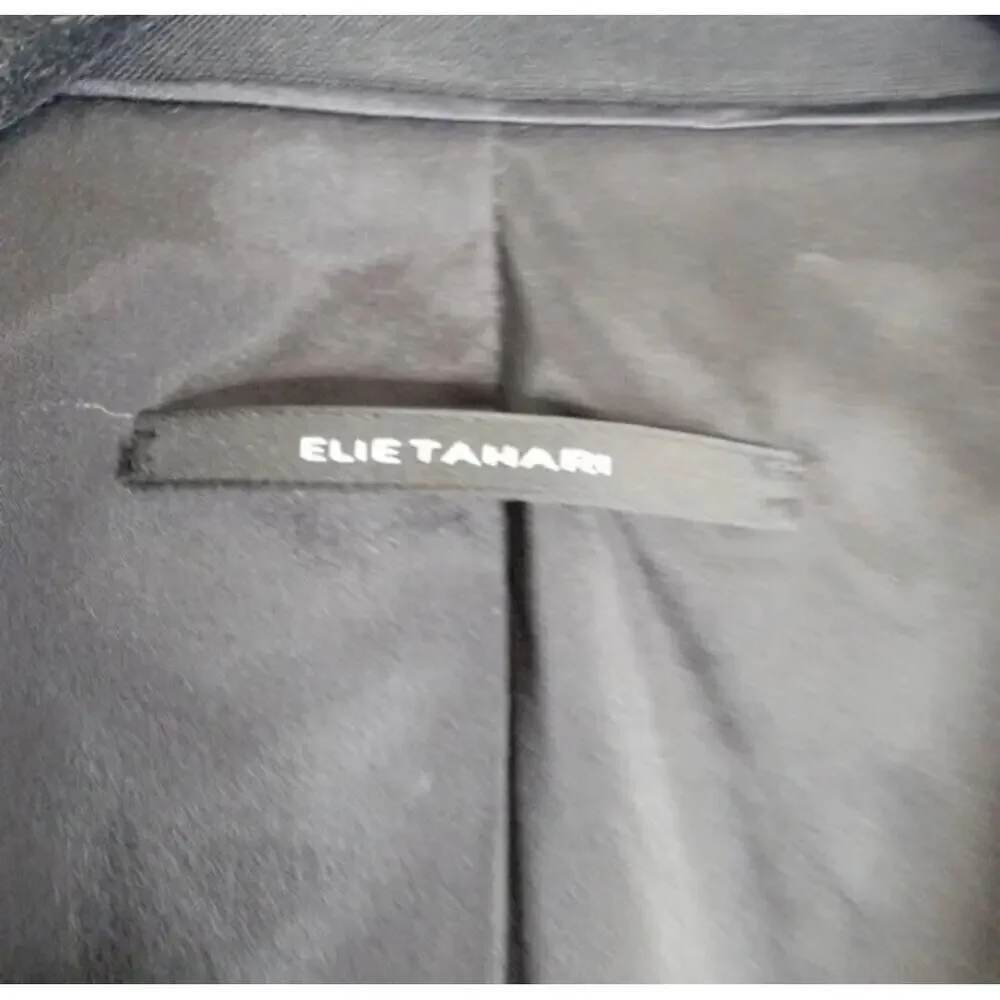 Elie Tahari Black Three Button Blazer Notched Lapel Jacket Size 4
